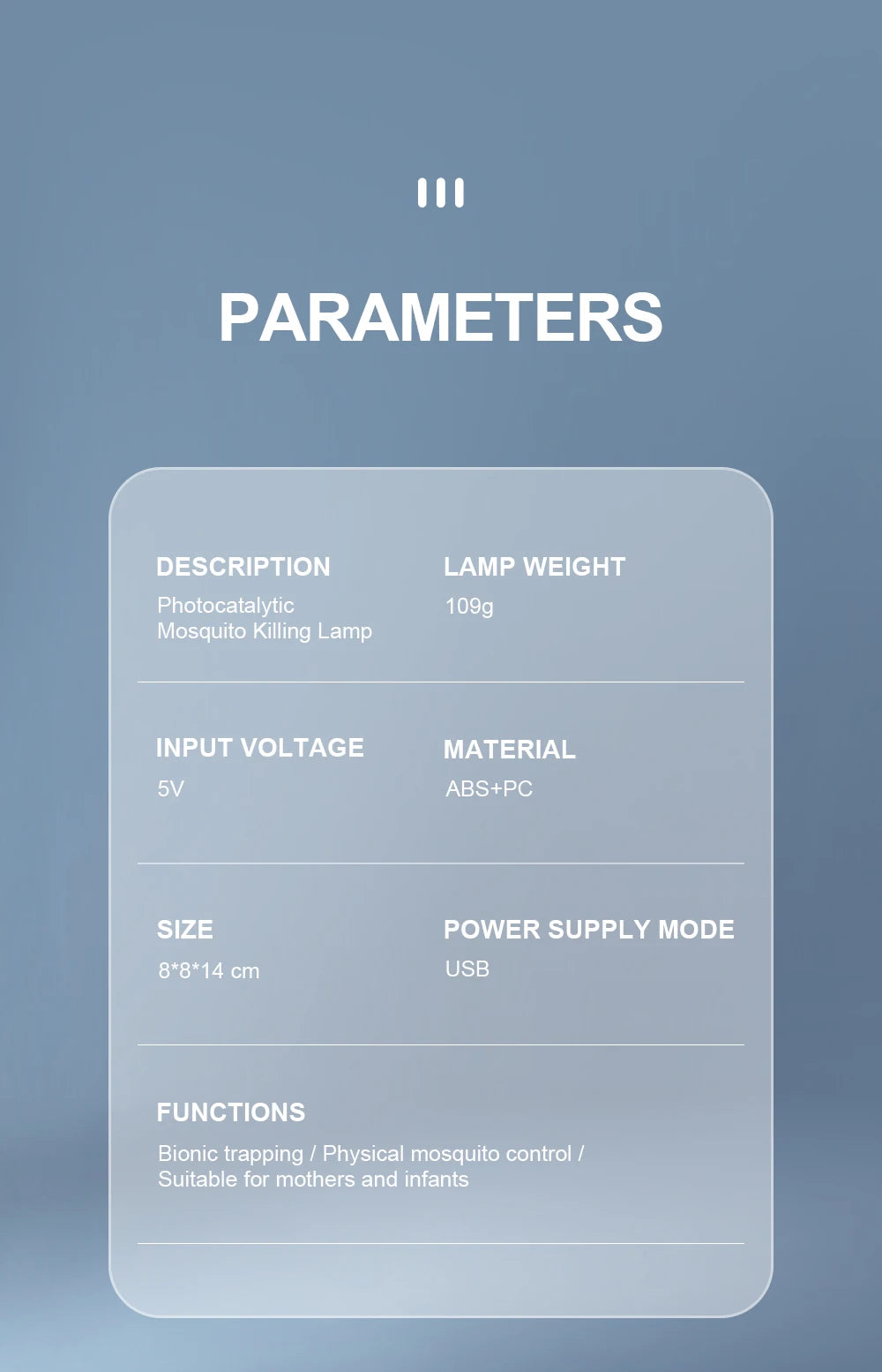 1 pieza — Lámpara eléctrica LED atrapamosquitos e insectos, con control de plagas, tamaño compacto y alimentación USB con adaptador.