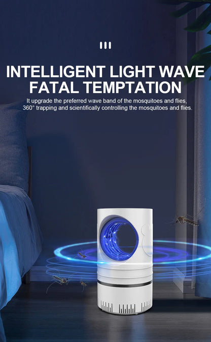 1 pieza — Lámpara eléctrica LED atrapamosquitos e insectos, con control de plagas, tamaño compacto y alimentación USB con adaptador.