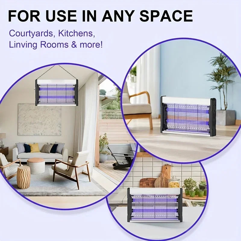 Lámpara eléctrica mata mosquitos y atrapainsectos para interior/exterior; repele y elimina mosquitos de forma eficaz.